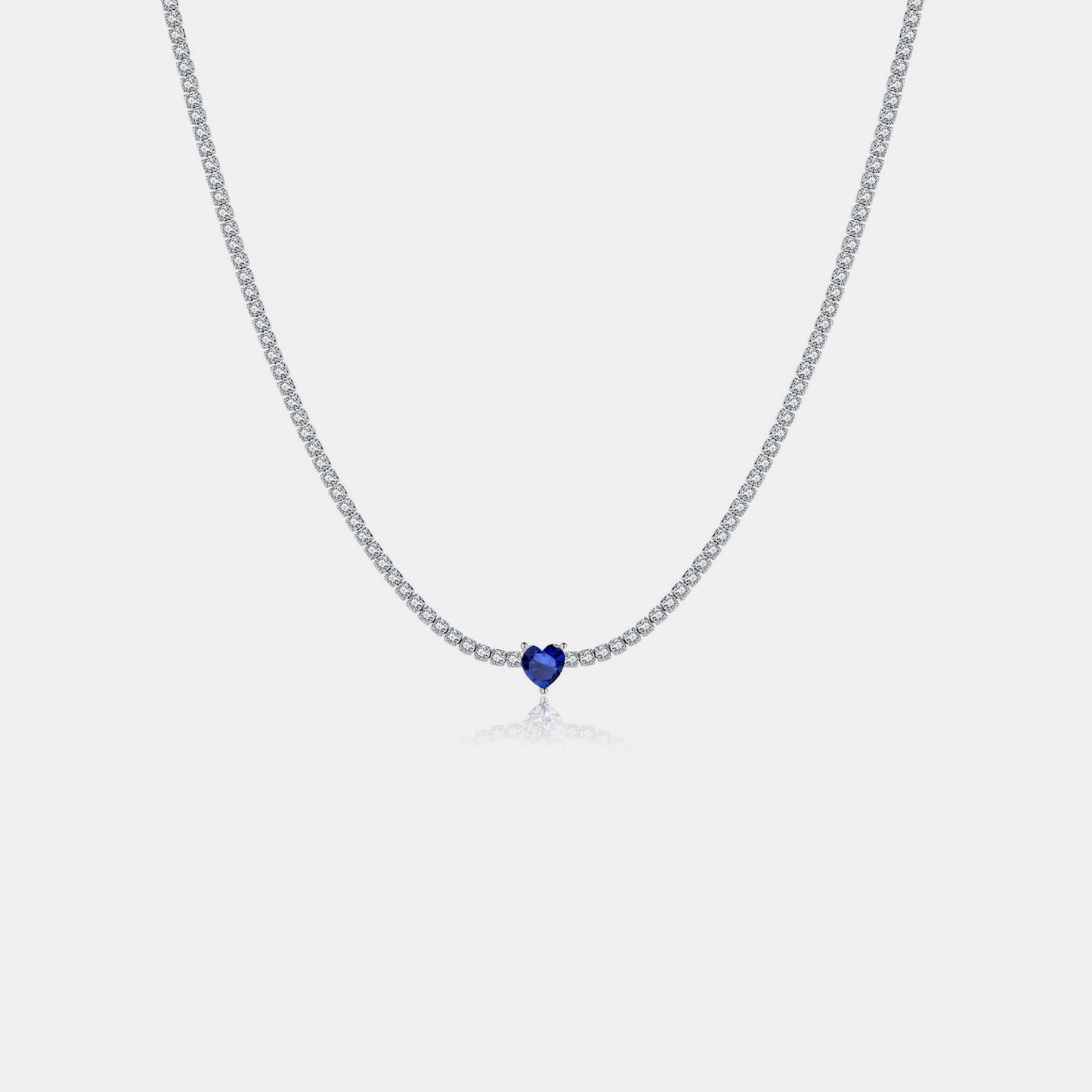 Inlaid Zircon Heart 925 Sterling Silver Necklace