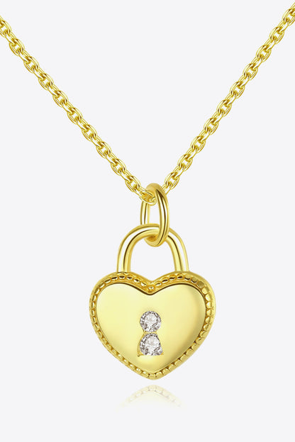 Heart Lock Pendant 925 Sterling Silver Necklace