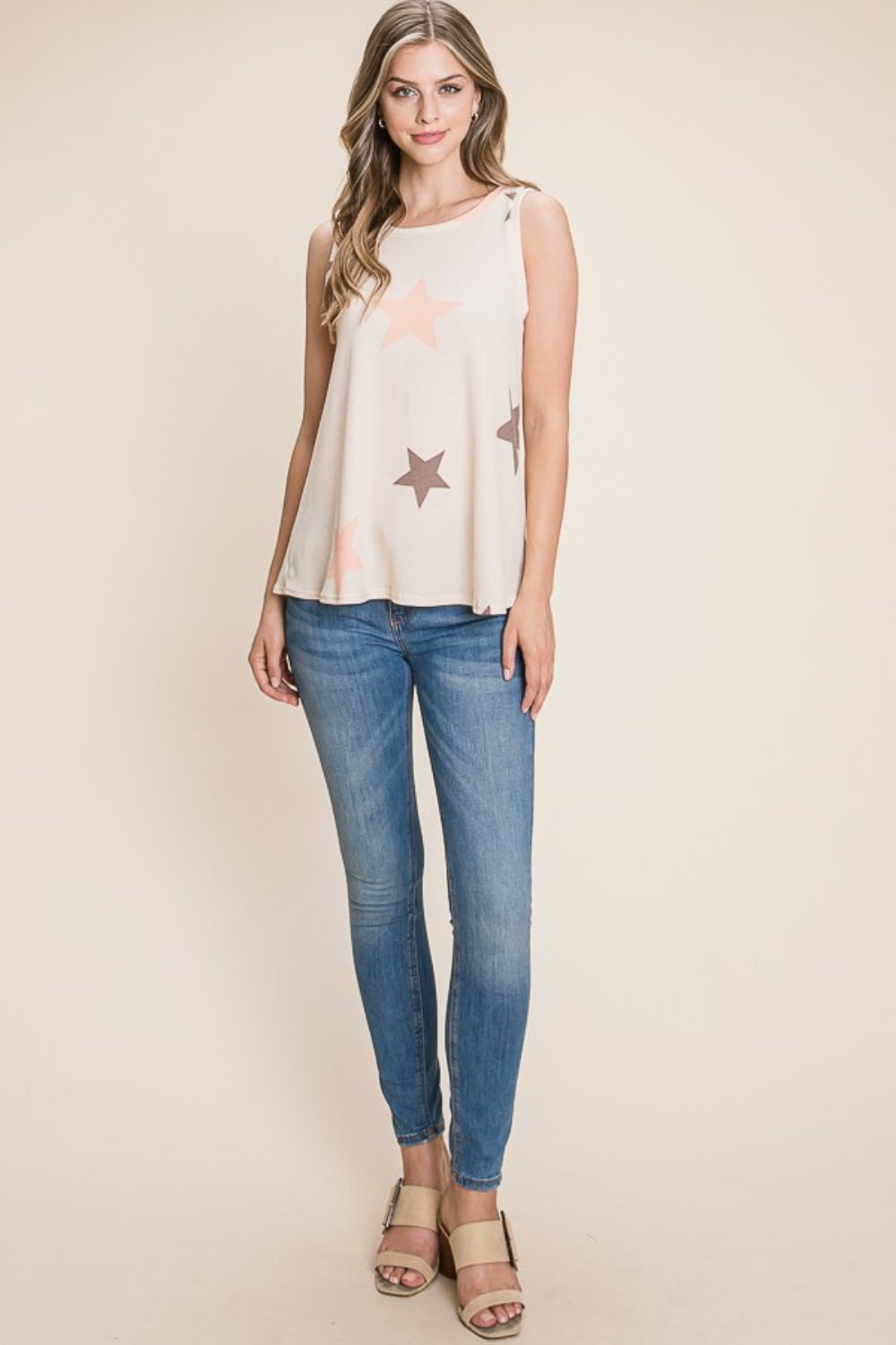 BOMBOM Star Print Round Neck Tank