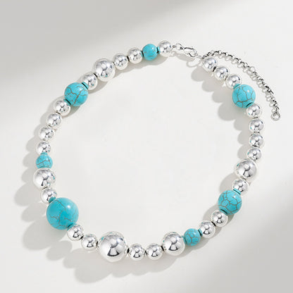 Artificial Turquoise Alloy Bead Necklace