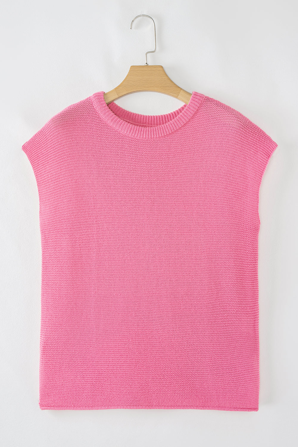 Sachet Pink Solid Color Sweater Tee with Side Slits